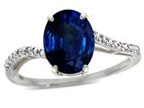 Tommaso Design™ Oval 10x8mm Created Sapphire and Diamond Ring