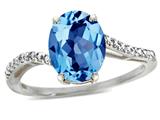 Tommaso Design™ Oval 10x8mm Genuine Blue Topaz and Diamond Ring