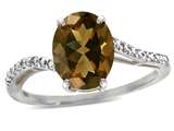 Tommaso Design™ Oval 10x8mm Genuine Smoky Quartz and Diamond Ring