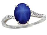 Tommaso Design™ Oval 10x8mm Created Star Sapphire and Diamond Ring