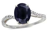 Tommaso Design™ Oval 10x8mm Genuine Black Sapphire and Diamond Ring