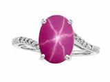 Tommaso Design™ Oval 10x8mm Created Star Ruby and Diamond Ring