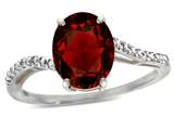 Tommaso Design™ Oval Genuine Garnet and Diamond Ring