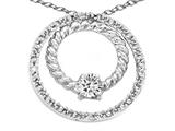 Tommaso Design™ Round 3mm Genuine White Topaz and Diamond Circle Pendant