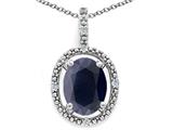 Tommaso Design™ Oval 9x7mm Genuine Black Sapphire and Diamond Pendant