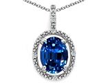 Tommaso Design™ Oval 9x7mm Created Sapphire and Diamond Pendant