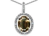Tommaso Design™ Oval 9x7mm Genuine Smoky Quartz and Diamond Pendant