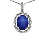 Tommaso Design™ Oval 9x7mm Created Star Sapphire and Diamond Pendant