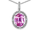 Tommaso Design™ Oval 9x7mm Created Pink Sapphire and Diamond Pendant