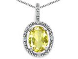 Tommaso Design™ Oval 9x7mm Genuine Lemon Quartz and Diamond Pendant