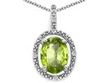 Tommaso Design™ Oval 9x7mm Genuine Peridot and Diamond Pendant