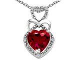 Tommaso Design™ Heart Shape 8mm Created Ruby and Diamond Pendant