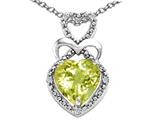 Tommaso Design™ Heart Shape 8mm Genuine Lemon Quartz and Diamond Pendant