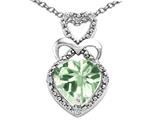 Tommaso Design™ Heart Shape 8mm Genuine Green Amethyst and Diamond Pendant