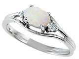 Tommaso Design™ Genuine Opal and Diamond Ring