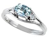 Tommaso Design™ Genuine Aquamarine and Diamond Ring