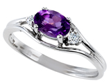 Tommaso Design™ Genuine Amethyst and Diamond Ring