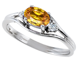 Tommaso Design™ Genuine Citrine and Diamond Ring