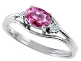 Tommaso Design™ Genuine Pink Tourmaline and Diamond Ring
