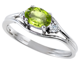 Tommaso Design™ Genuine Peridot and Diamond Ring