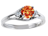 Tommaso Design™ Genuine Orange Sapphire and Diamond Ring