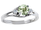 Tommaso Design™ Genuine Green Amethyst and Diamond Ring