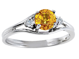 Tommaso Design™ Genuine Yellow Sapphire and Diamond Ring