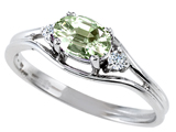 Tommaso Design™ Genuine Green Amethyst and Diamond Ring