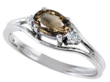Tommaso Design™ Genuine Smoky Quartz and Diamond Ring