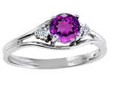Tommaso Design™ Genuine Amethyst and Diamond Ring