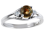 Tommaso Design™ Genuine Smoky Quartz and Diamond Ring
