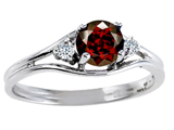 Tommaso Design™ Genuine Garnet and Diamond Ring