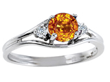 Tommaso Design™ Genuine Citrine and Diamond Ring