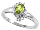 Tommaso Design™ Genuine Peridot and Diamond Ring
