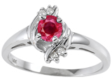 Tommaso Design™ Genuine Ruby and Diamond Ring