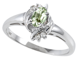 Tommaso Design™ Genuine Green Amethyst and Diamond Ring