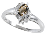 Tommaso Design™ Genuine Smoky Quartz and Diamond Ring