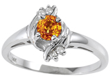 Tommaso Design™ Genuine Citrine and Diamond Ring