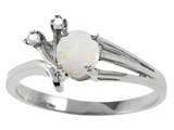 Tommaso Design™ Round 5mm Genuine Opal and Diamond Ring