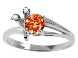Tommaso Design™ Genuine Orange Sapphire and Diamond Ring