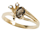 Tommaso Design™ Genuine Smoky Quartz and Diamond Ring