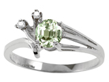 Tommaso Design™ Genuine Green Amethyst and Diamond Ring