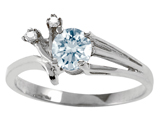 Tommaso Design™ Round Genuine Aquamarine and Diamond Ring