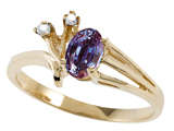 Tommaso Design™ Oval 6x4mm Simulated Alexandrite And Genuine Diamond Ring
