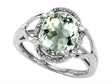 Tommaso Design™ Oval 10x8mm Genuine Green Amethyst and Diamond Ring
