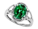 Tommaso Design™ Oval 10x8mm Simulated Emerald And Diamond Ring
