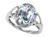 Tommaso Design™ Oval Genuine Aquamarine and Diamond Ring