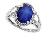Tommaso Design™ Oval 10x8mm Created Star Sapphire and Diamond Ring