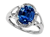Tommaso Design™ Oval 10x8mm Created Sapphire and Diamond Ring
