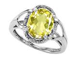 Tommaso Design™ Oval 10x8mm Genuine Lemon Quartz and Diamond Ring